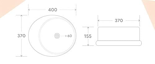 BASSINO Table top Basin Dimension 400x370x155mm Countertop, Tabletop Ceramic Bathroom Sink/Basin, Copper Color matt Finish