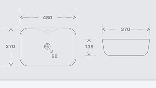 BASSINO Design Wash Basin Ceramic Tabletop Marble Bathroom Sink/Countertop Vessel Sink for Bathroom & Living Room - 480 x 370 x 135 mm (Design 11)