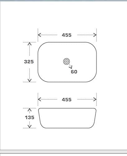 MOST Art Wash Basin Counter top,Tabletop Ceramic Bathroom Sink/Basin (455 x 325 x 135 mm)