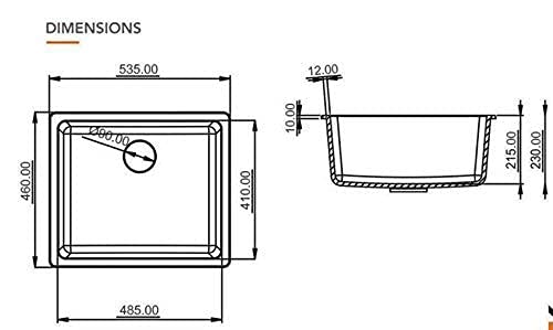 BASSINO Granite/Quartz Kitchen Sink (21 x 18 x 8 inch) (WHITE)