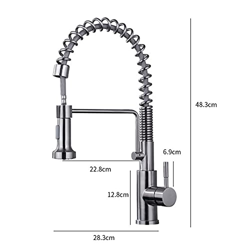 BASSINO Faucet Pull Down Modern Kitchen Sprayer/Single Handle High Arc Single Hole Pull Out Kitchen Sink Faucets, Stainless Steel Metal, Gold, Polished-Tap (BTT-2001)