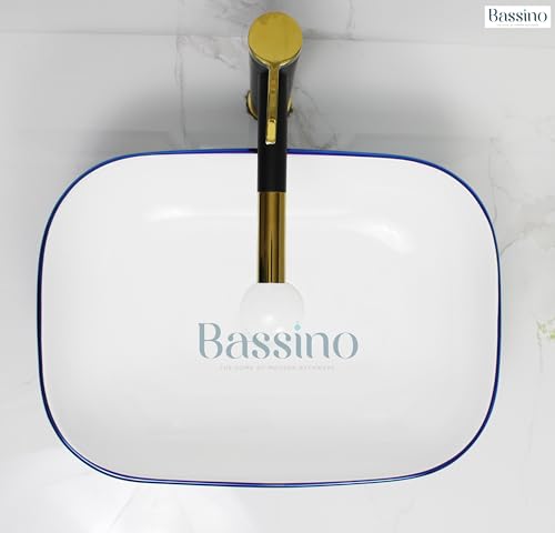 BASSINO Art Wash Basin Counter top,Tabletop Ceramic Bathroom Sink/Basin (455 x 325 x 135 mm)