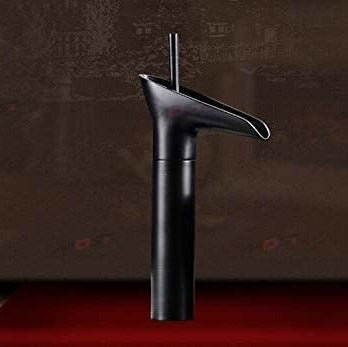 BASSINO Stylish Bathroom Faucet with Single Lever - Waterfall Bathroom Basin Faucet of Brass - Antique Tap for Bathroom 12 Inches (Black Stick)