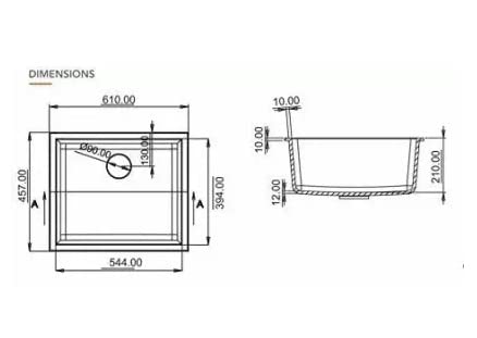 BASSINO Granite/Quartz Kitchen Sink - 24 x 18 x 8 inch Vessel Sink,undermount kitchen sink with sink coupling/Waste Pipe (Metalic White)