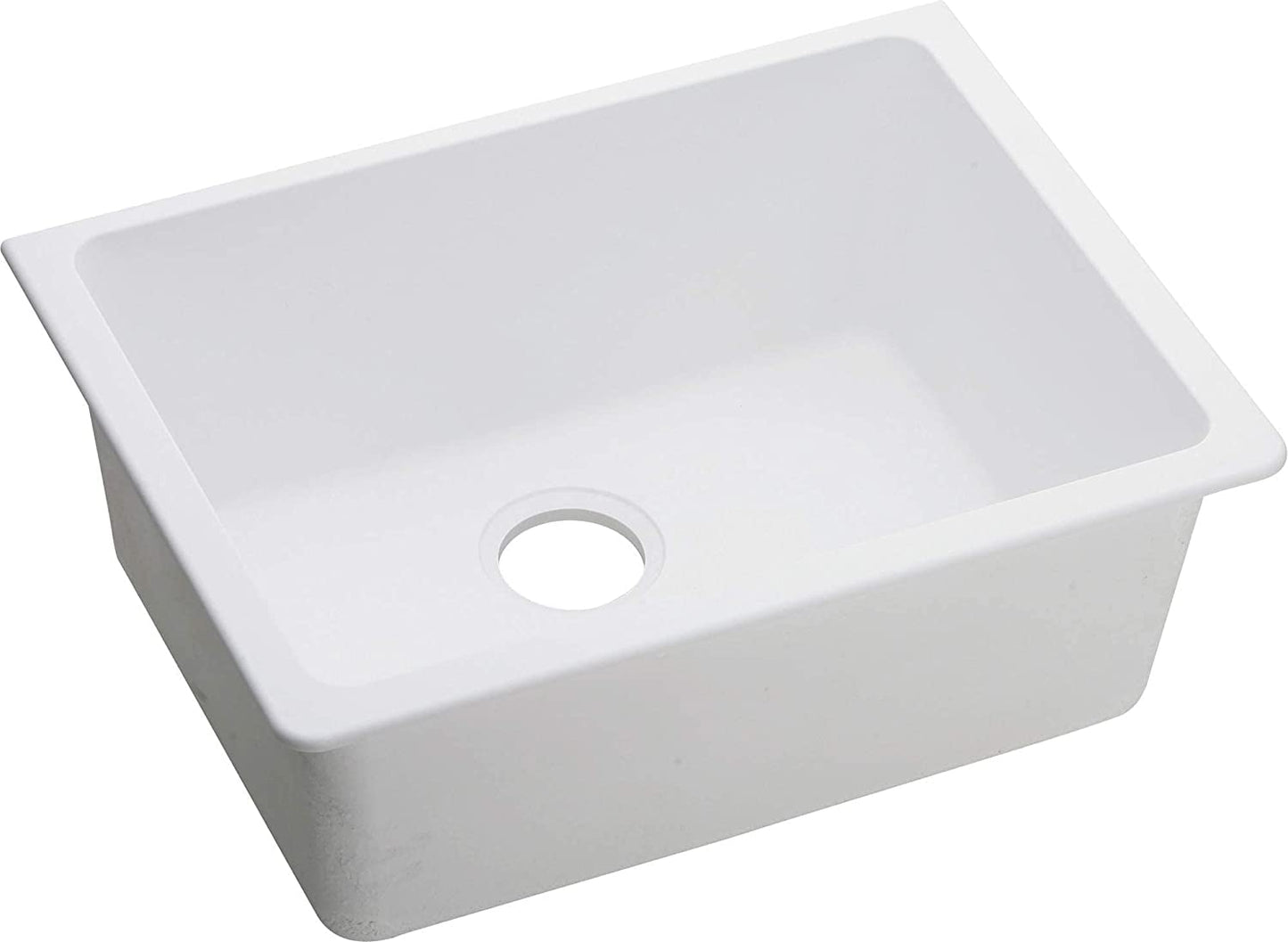 BASSINO Granite/Quartz Kitchen Sink - 24 x 18 x 8 inch Vessel Sink,undermount kitchen sink with sink coupling/Waste Pipe (Metalic White)