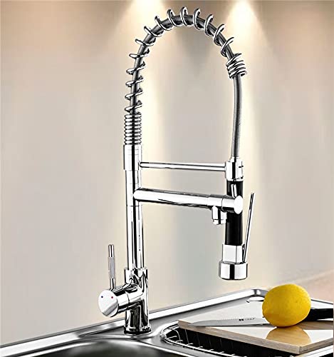 Premium Brass Hot & Cold Kitchen Mixer Tap, Chrome Finish, Standard Size (BTT-2003)