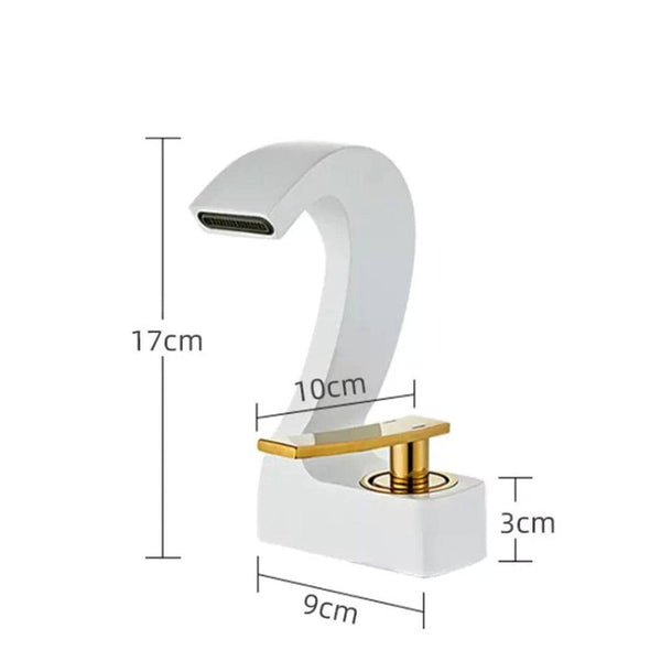 BASSINO Stylish Bathroom Faucet with Single Lever - Waterfall Bathroom Basin Faucet of Brass - Hot and Cold Water Mixer Antique Tap for Bathroom (Black & Gold) BTT-2108