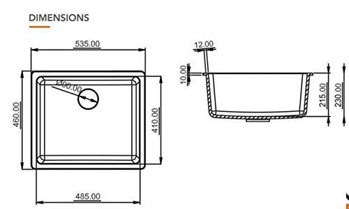 BASSINO Granite/Quartz Kitchen Sink (21 x 18 x 8 inch) (BLACK)