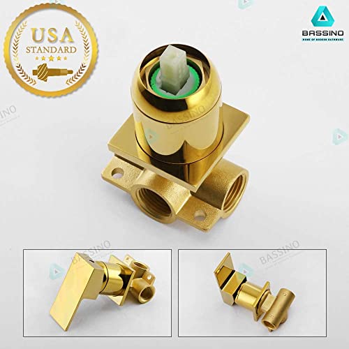 BASSINO Gold Waterfall Faucet Tap Wall Brass Basin Mixer Wall Mixer Sink Mixer Hot and Cold, Golden Colour Faucet Tap (BTT-2067) (Gold)