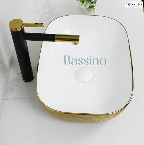 BASSINO Art Wash Basin Counter top, Tabletop Ceramic finish Bathroom Sink/Basin (455 x 325 x 135 mm) - Multi