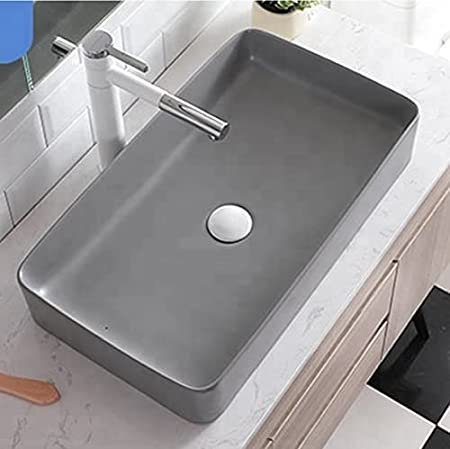 BASSINO Art Wash Basin Countertop, Tabletop Ceramic Bathroom Sink/Basin (600x350x110mm)