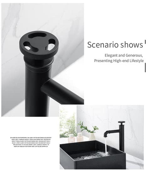 BASSINO Stylish Bathroom Faucet with Single Lever - Waterfall Bathroom Basin Faucet of Brass tap for Counter top/Table top Basin- Tap for Bathroom 12 Inches- Black