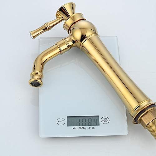 BASSINO Stylish Bathroom Faucet with Single Lever - Waterfall Bathroom Basin Faucet of Brass - Hot and Cold Water Mixer Antique Tap for Bathroom 12 Inches - (Golden)