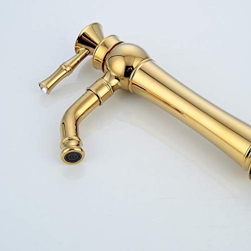 BASSINO Stylish Bathroom Faucet with Single Lever - Waterfall Bathroom Basin Faucet of Brass - Hot and Cold Water Mixer Antique Tap for Bathroom 12 Inches - (Golden)