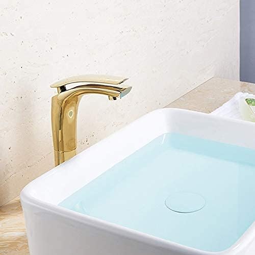 BASSINO Stylish Bathroom Faucet with Single Lever - Waterfall Bathroom Basin Faucet of Brass - Hot and Cold Water Mixer Antique Tap for Bathroom 12 Inches (Golden 4)