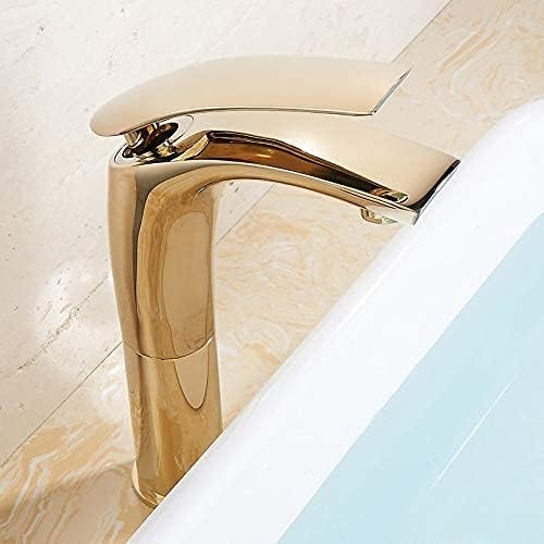 BASSINO Stylish Bathroom Faucet with Single Lever - Waterfall Bathroom Basin Faucet of Brass - Hot and Cold Water Mixer Antique Tap for Bathroom 12 Inches (Golden 4)