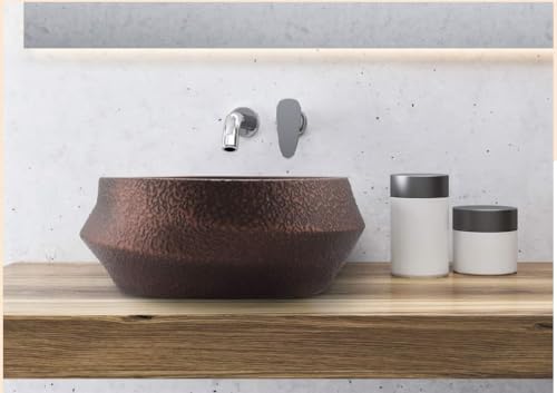 BASSINO Table top Basin Dimension 400x370x155mm Countertop, Tabletop Ceramic Bathroom Sink/Basin, Copper Color matt Finish