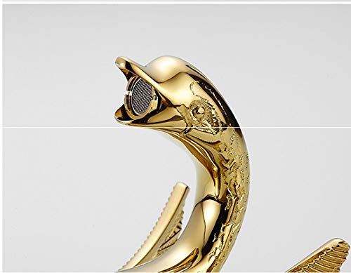 BASSINO Brass Gold Swan Shape Bathroom Sink Wash Basin Mixer Tap Single Handle Hot & Cold Waterfall Lavatory Sink Faucet for Living Room & Bathroom (BTT-2051, 8 INCH)