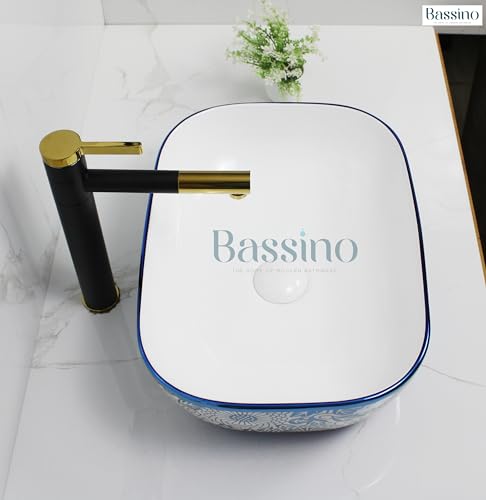 BASSINO Art Wash Basin Counter top,Tabletop Ceramic Bathroom Sink/Basin (455 x 325 x 135 mm)