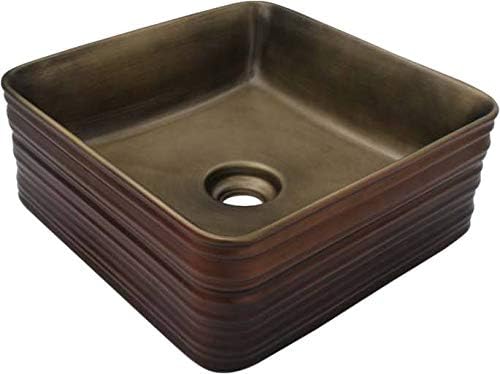 BASSINO Ceramic Wash Basin Countertop Bathroom Sink/Basin (Brown, 400x400x150mm)