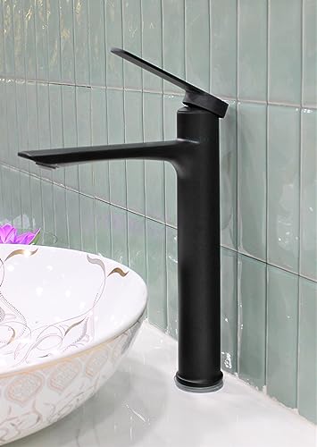 BASSINO Stylish Bathroom Faucet with Single Lever -Bathroom Basin Faucet of Brass - Hot and Cold Water Mixer Tap for Bathroom (Black) NX-2125