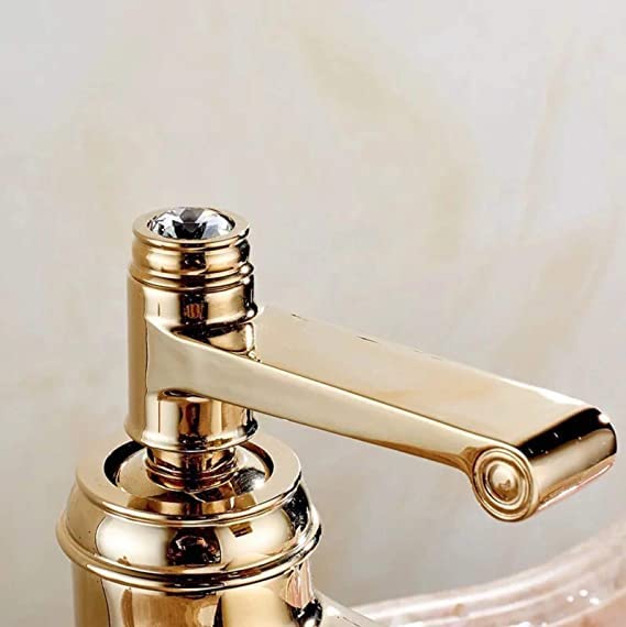 BASSINO Stylish Bathroom Faucet with Single Lever -Bathroom Basin Faucet of Brass - Hot and Cold Water Mixer Tap for Bathroom (Gold) BTT_2071