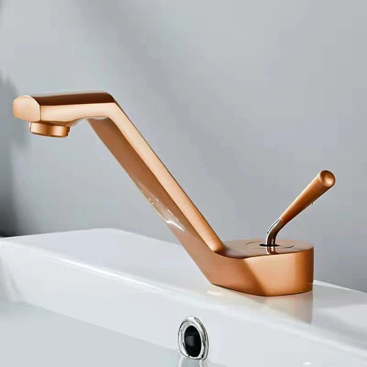 BASSINO Stylish Bathroom Faucet with Single Lever - Waterfall Bathroom Basin Faucet of Brass - Hot and Cold Water Mixer Antique Tap for Bathroom (Rose Gold) BTT-2080