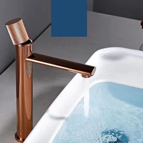 BASSINO Stylish Bathroom Faucet with Single Lever - Waterfall Bathroom Basin Faucet of Brass tap for Counter top/Table top Basin- Tap for Bathroom 12 Inches- Gold (Rose Gold)