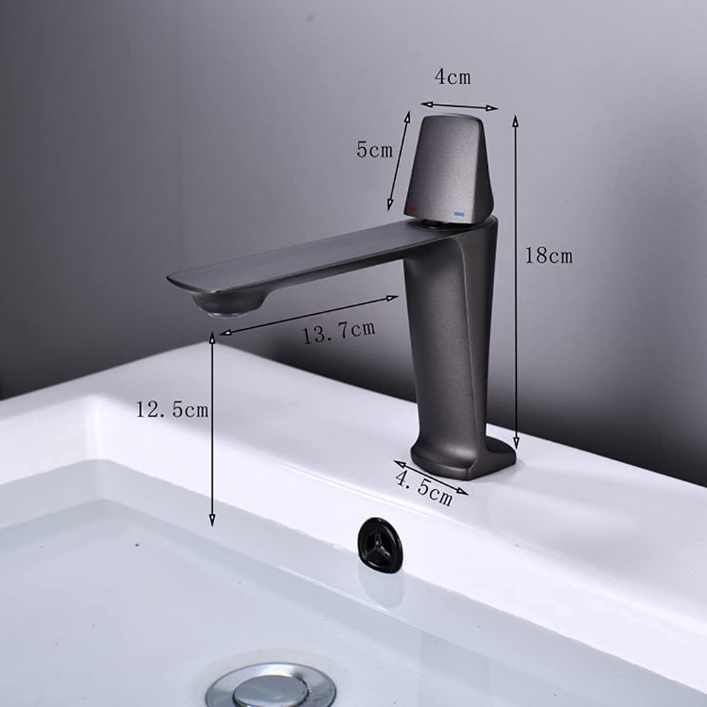 BASSINO Small Size Brass Bathroom Sink Wash Basin Mixer Tap Single Handle Hot & Cold Waterfall Lavatory Sink Faucet for Living Room & Bathrooms (Black)