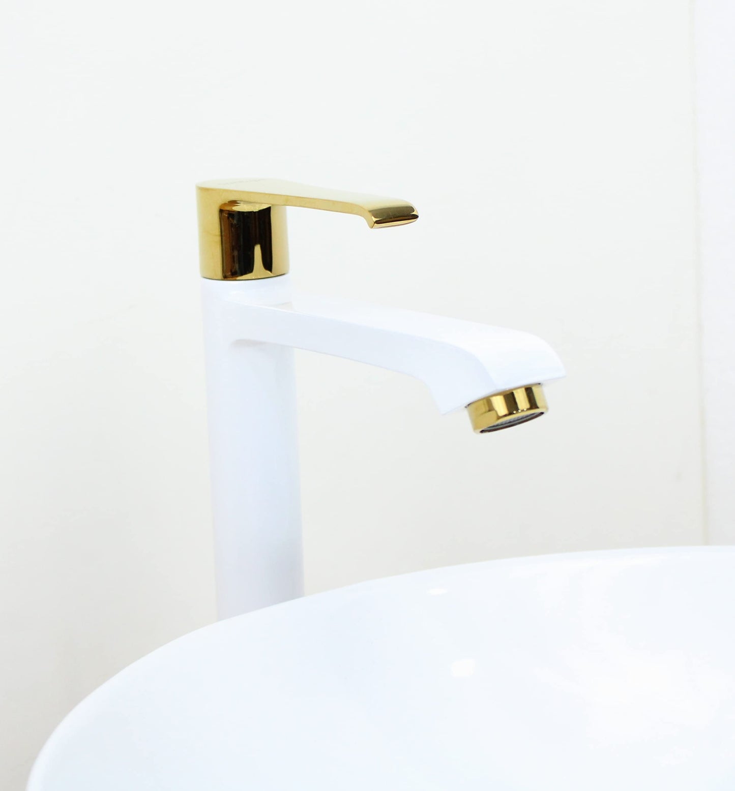 BASSINO Stylish Bathroom Basin faucets/Pillar Cock tap 12 inch Brass tap for Counter top/Table top Basin (Primo Series, White Gold)