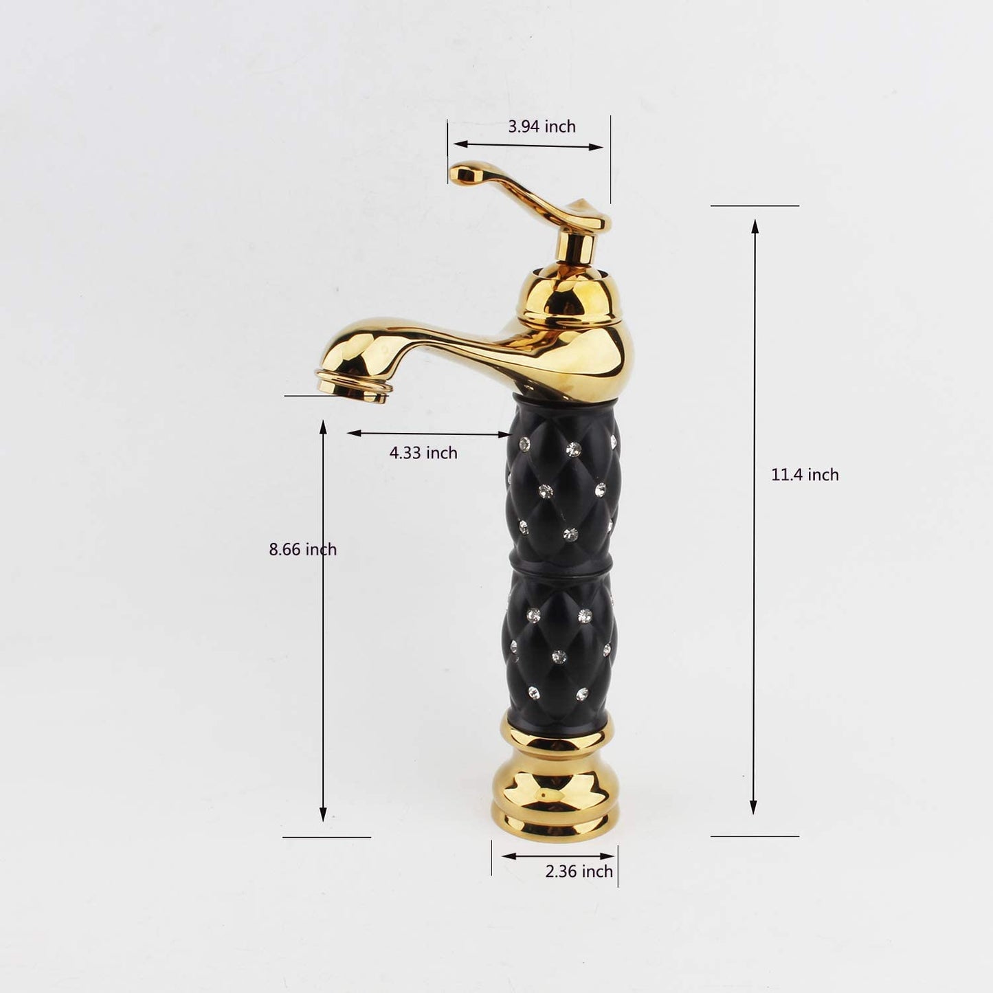 BASSINO Stylish Bathroom Faucet with Single Lever -Bathroom Basin Faucet of Brass - Hot and Cold Water Mixer Tap for Bathroom (Black-Gold) BTT_2043