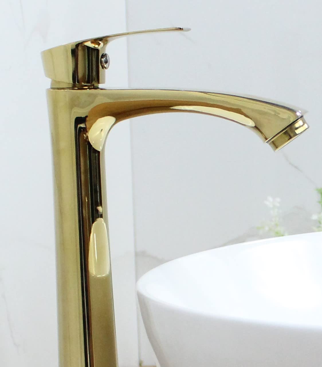 BASSINO Brass Stylish Bathroom Counter top Basin faucets/Pillar Cock tap (12 inch) (Gold)