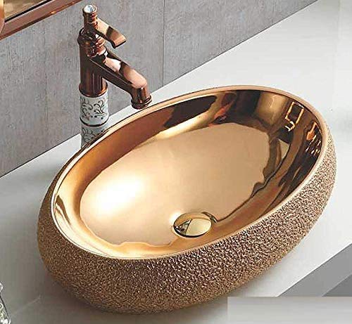 BASSINO table top Wash Basin,Ceramic bathroom basin-Rose Gold