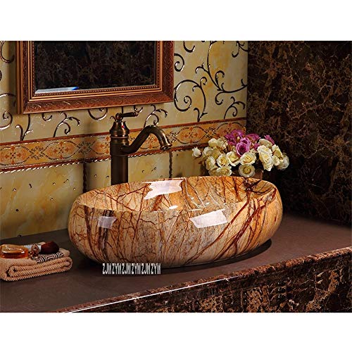 BASSINO Art Wash Basin Countertop, Tabletop Ceramic finish Bathroom Sink/Basin (600x400x150mm)(NC-318) - Multi color