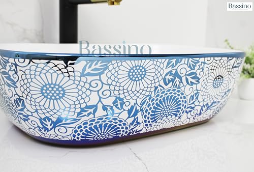 BASSINO Art Wash Basin Counter top,Tabletop Ceramic Bathroom Sink/Basin (455 x 325 x 135 mm)