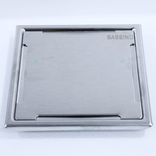 BASSINO 304 Grade Stainless Steel Floor Drain/Jali Square Plain Design with Trap