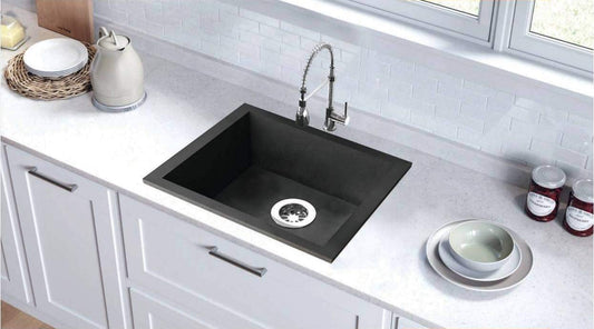 BASSINO Granite/Quartz Kitchen Sink (16 x 18 x 8 inch) (BLACK)