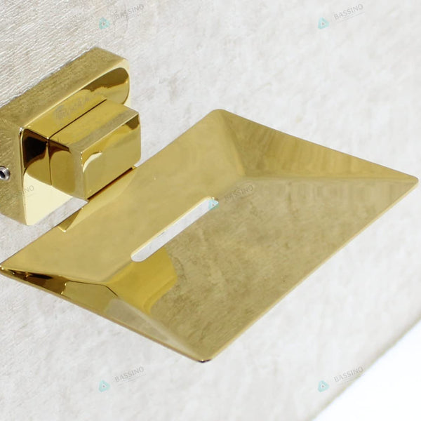Bassino Stainless Steel Bathroom Soap Holder/Soap Stand/Soap Dish for Batroom/Bathroom Accessories (Gold Finish) (Single SOAP Dish) – Made in India