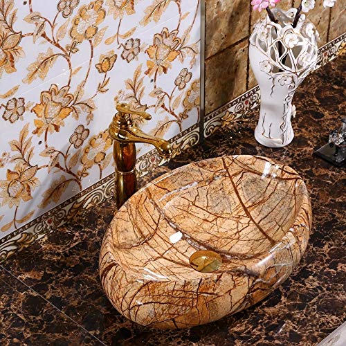 BASSINO Art Wash Basin Countertop, Tabletop Ceramic finish Bathroom Sink/Basin (600x400x150mm)(NC-318) - Multi color