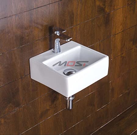 BASSINO 2 in 1 Ceramic Wall Hung Wash Basin and table top basin/Glossy Finish/Wall Hung/Wall Mounted Bathroom Sink/Super White Color (MAX) (W 325 X D 290 X H 330)