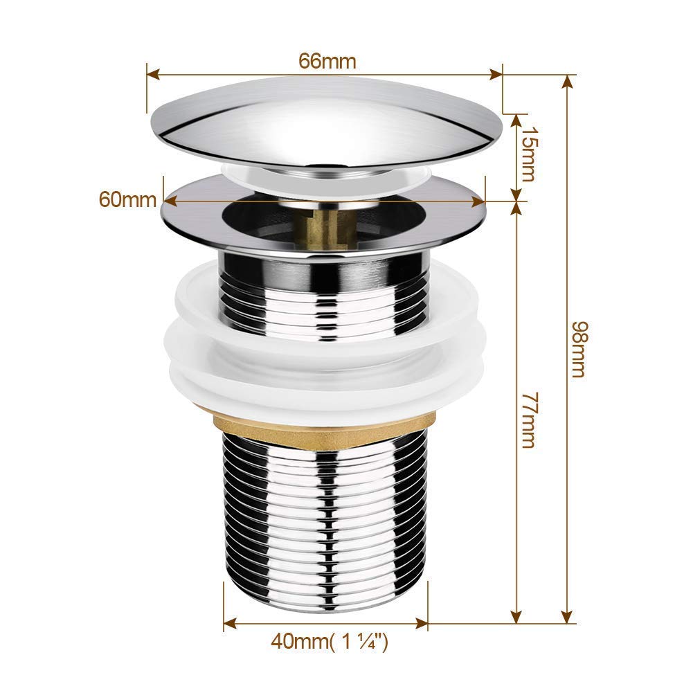 MOST Heavy Quality Full Brass Pop Up Full Thread Waste Coupling 32 MM (4 INCH, SILVER)