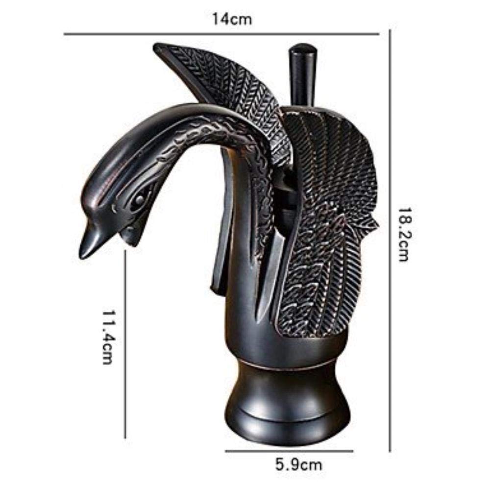 BASSINO Brass Black Swan Shape Bathroom Sink Wash Basin Mixer Tap Single Handle Hot & Cold Waterfall Lavatory Sink Faucet for Living Room & Bathroom (BTT-2052, 8 INCH)