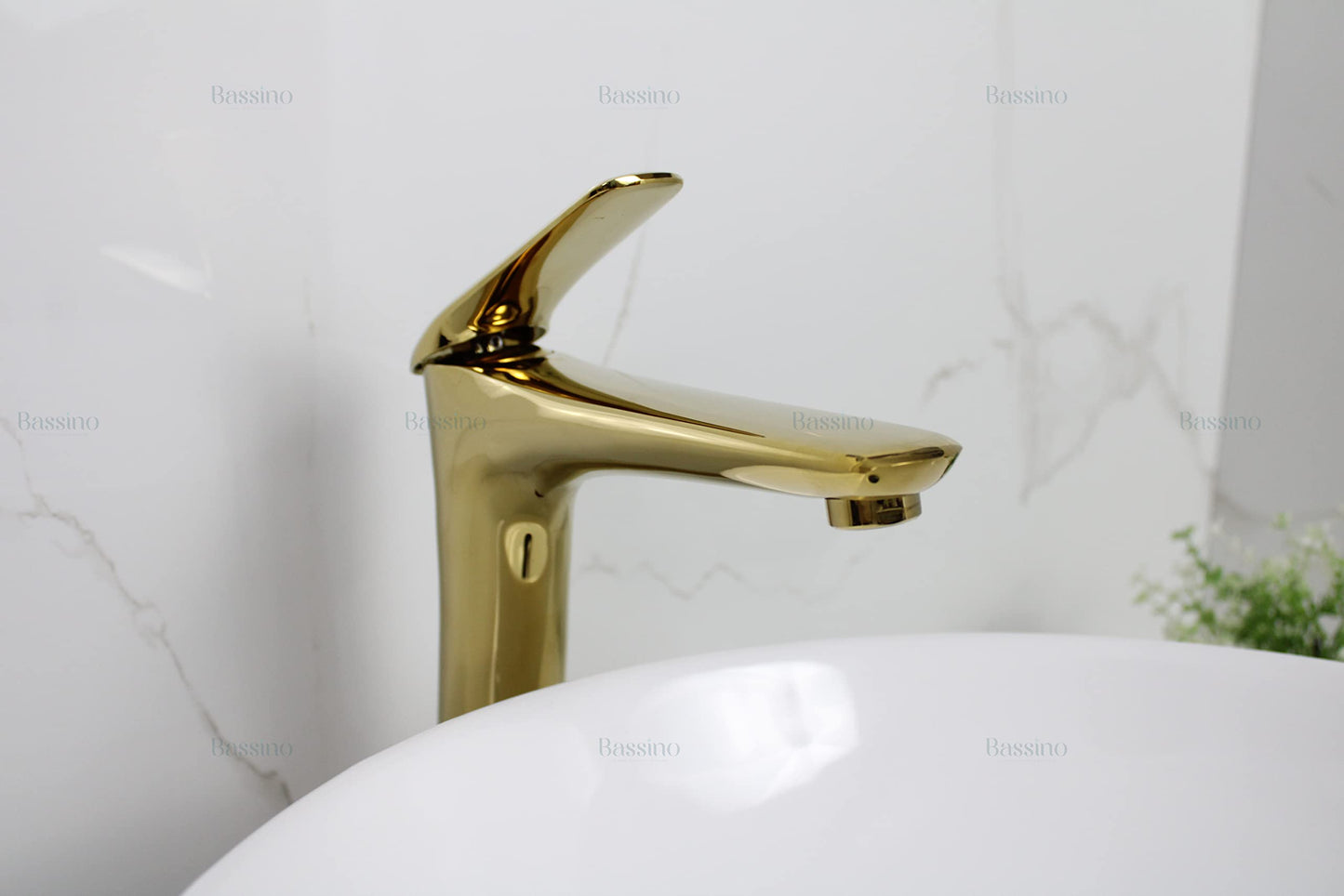 BASSINO Stylish Bathroom Faucet with Single Lever - Waterfall Bathroom Basin Faucet of Brass - Hot and Cold Water Mixer Antique Tap for Bathroom (Gold) BTT-2090