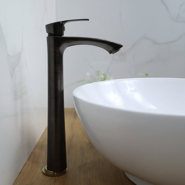 BASSINO Brass Stylish Bathroom Counter top Basin faucets/Pillar Cock tap (12 inch) (ORB)