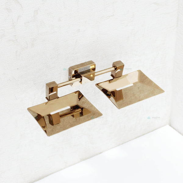 Bassino Stainless Steel Bathroom Soap Holder/Soap Stand/Soap Dish for Batroom/Bathroom Accessories (Rose Gold Finish) (Double SOAP Dish) – Made in India