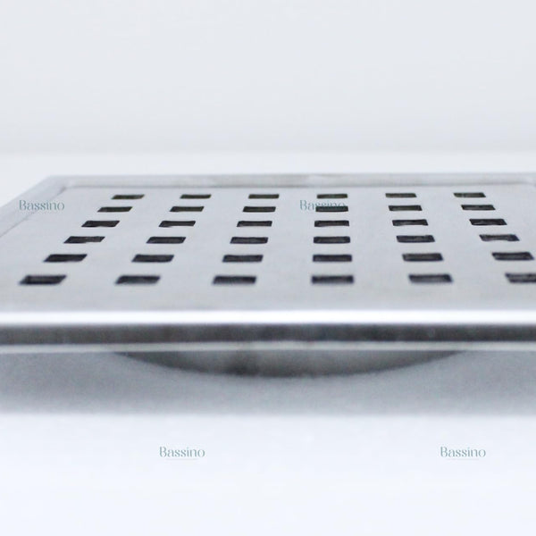 BASSINO 304 Grade Stainless Steel Floor Drain/Jali Square Plain Design with Trap