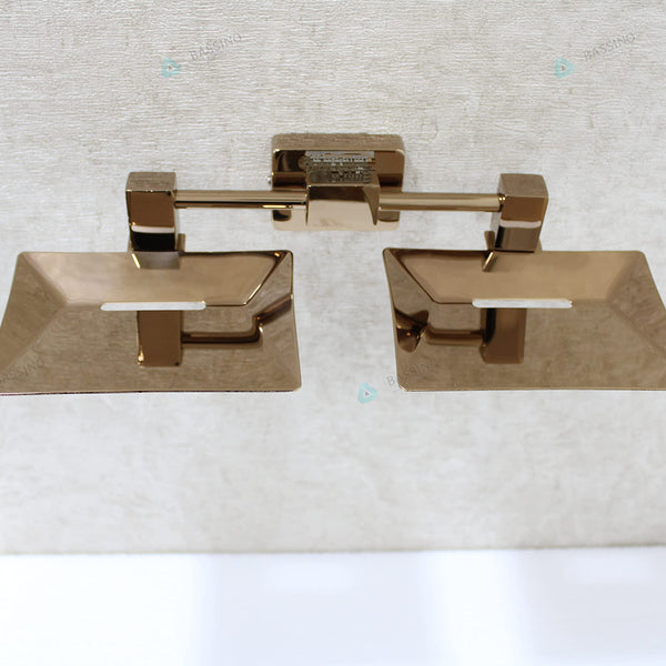 Bassino Stainless Steel Bathroom Soap Holder/Soap Stand/Soap Dish for Batroom/Bathroom Accessories (Rose Gold Finish) (Double SOAP Dish) – Made in India