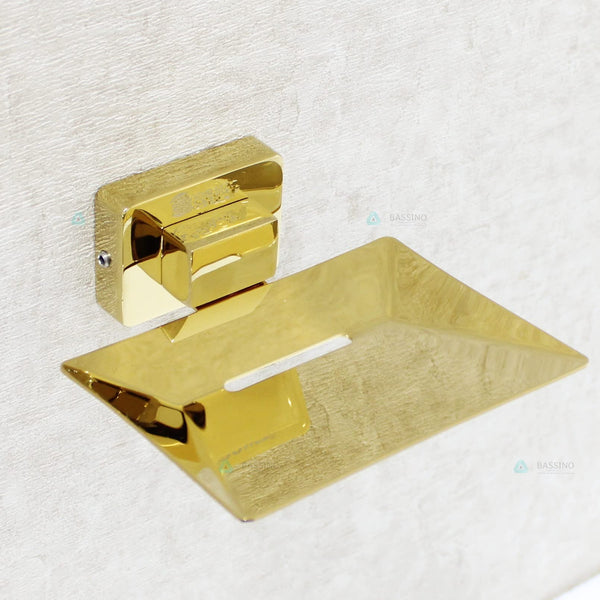 Bassino Stainless Steel Bathroom Soap Holder/Soap Stand/Soap Dish for Batroom/Bathroom Accessories (Gold Finish) (Single SOAP Dish) – Made in India