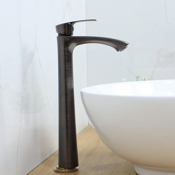 BASSINO Brass Stylish Bathroom Counter top Basin faucets/Pillar Cock tap (12 inch) (ORB)