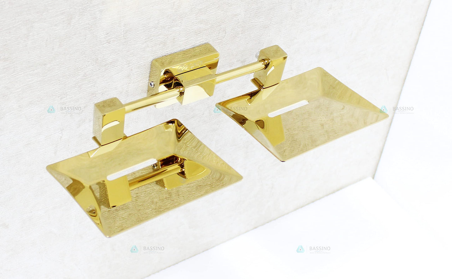 Bassino Stainless Steel Bathroom Soap Holder/Soap Stand/Soap Dish for Batroom/Bathroom Accessories (Gold Finish) (Double SOAP Dish) – Made in India